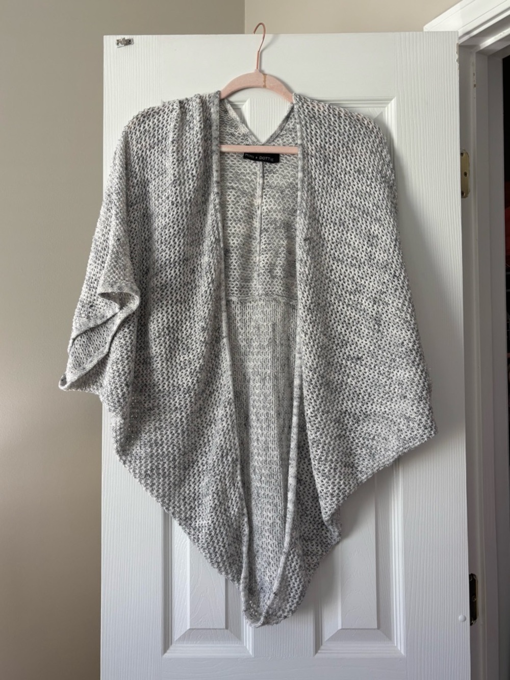 Gray and White Knit Open sweater